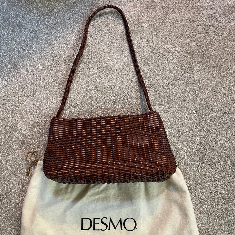 Desmo Small Brown Woven Leather Purse